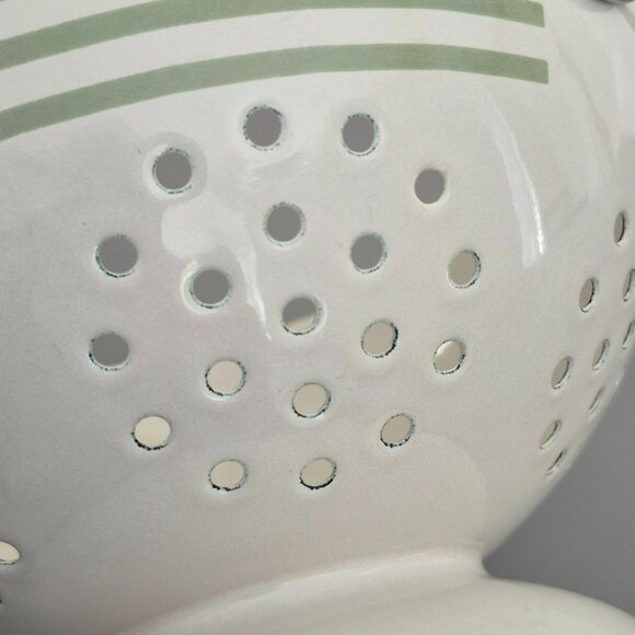 Vintage Pfaltzgraff Sphere Enamel Colander, Charcoal Gray & Green Stripes Modern - Picture 4 of 8